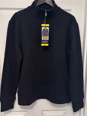 Banana Republic Men's S Black Quarter Zip Sweater Funnel Neck Cotton Blend NWT